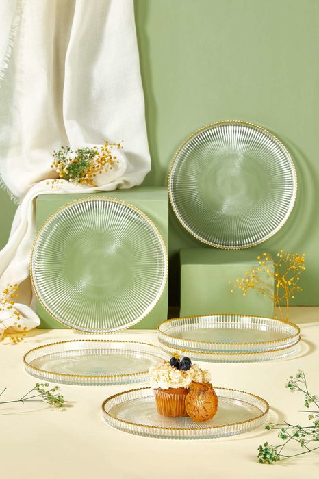Hermia Paris Set de 6 Platos para Postre de Vidrio Transparente 21 cm Hermia Paris Set de 6 Platos para Postre de Vidrio Transparente 21 cm
